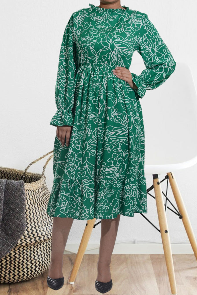 Green Floral Ruffle Dress - StylePhase SA