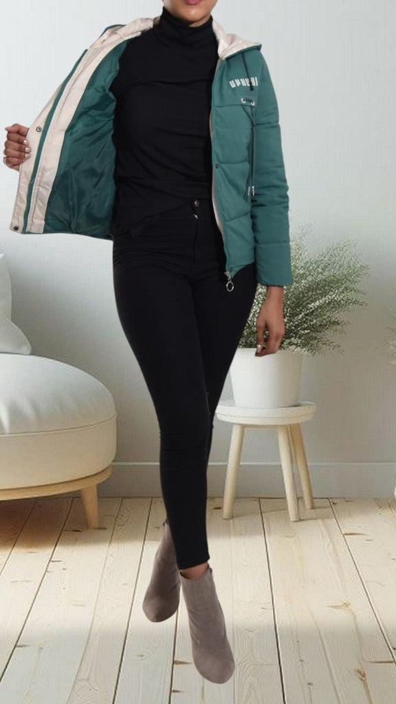 Green Hooded Puffer Jacket - StylePhase SA