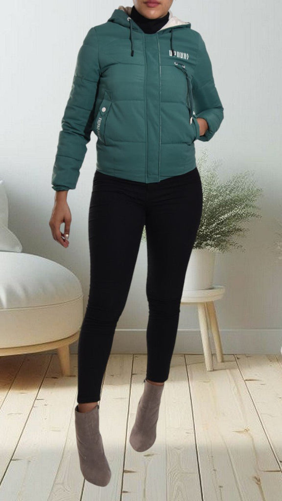 Green Hooded Puffer Jacket - StylePhase SA