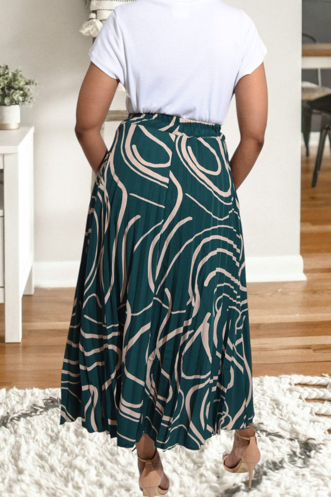 Green Long Pocket Pleated Skirt - StylePhase SA