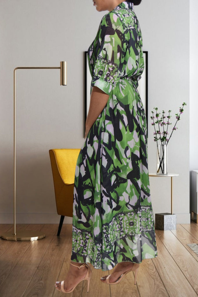 Green Multi Print Chiffon Dress - StylePhase SA