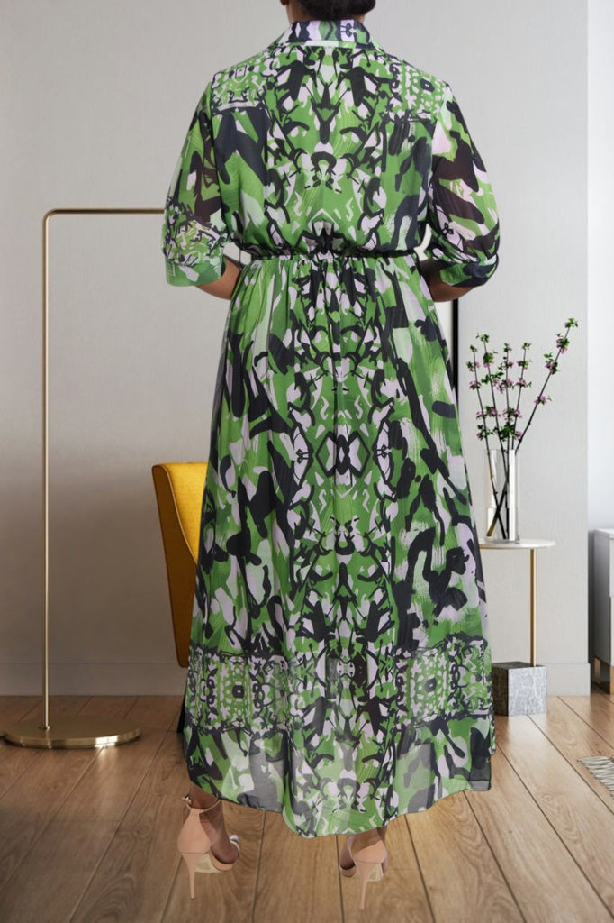 Green Multi Print Chiffon Dress - StylePhase SA