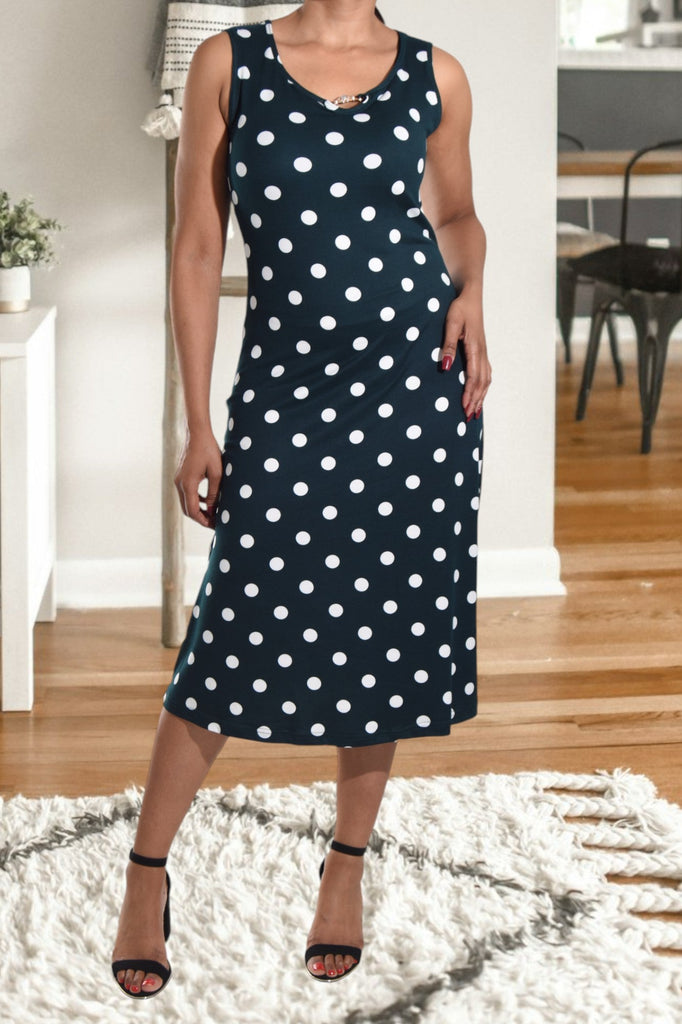 Green Polka Dot Crew Neck Dress - StylePhase SA