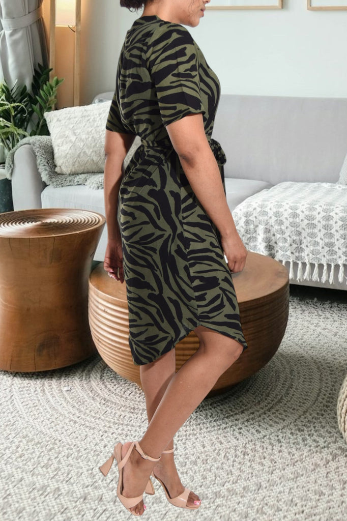 Green Printed Tunic Tie Dress - StylePhase SA