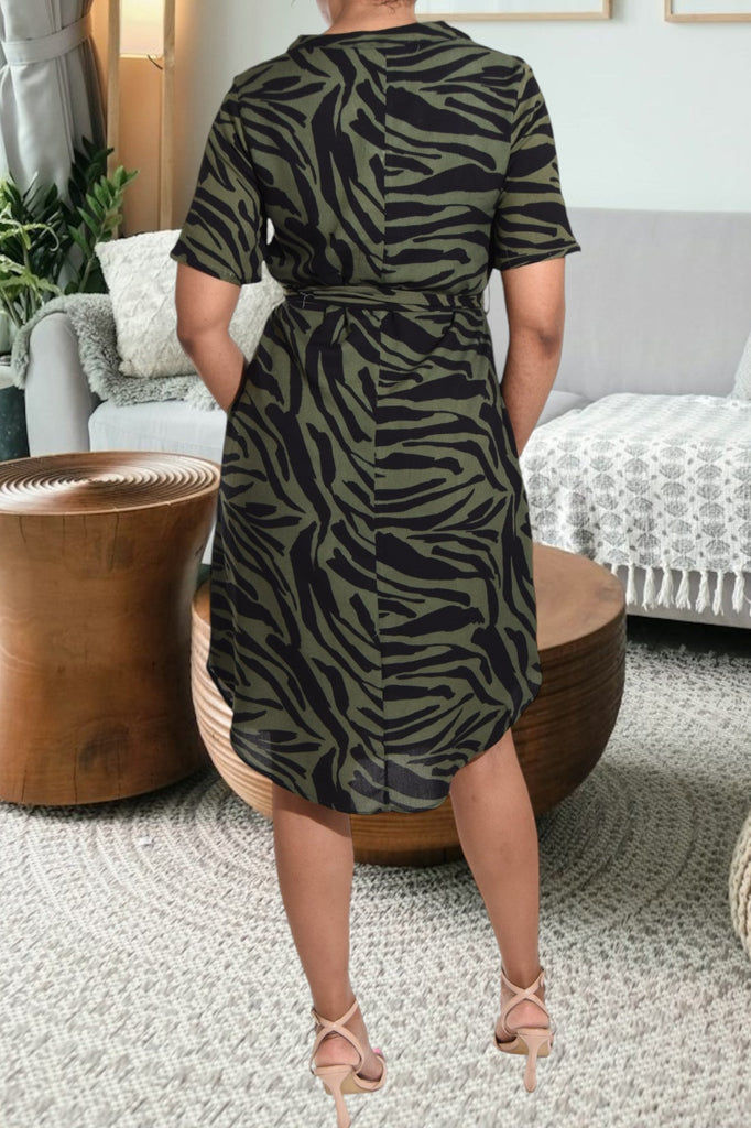 Green Printed Tunic Tie Dress - StylePhase SA