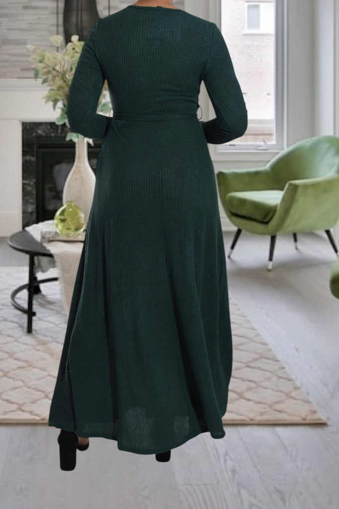 Green Rib Knit Maxi Dress - StylePhase SA