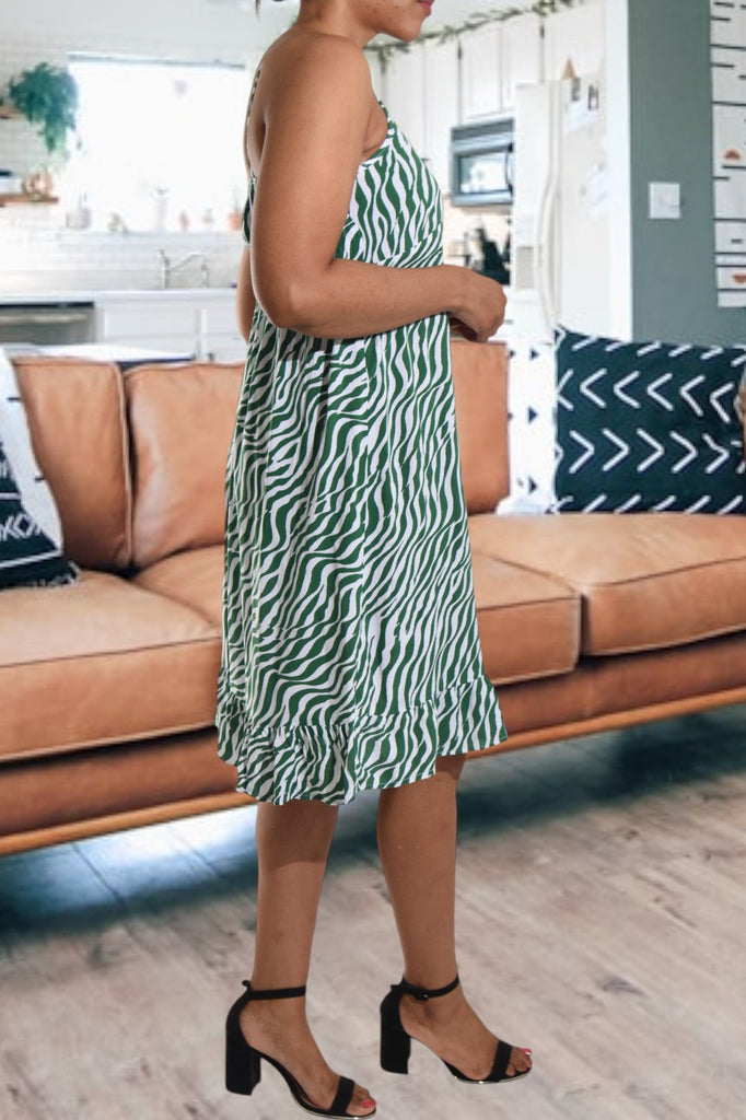 Green Striped Ruffle Dress - StylePhase SA