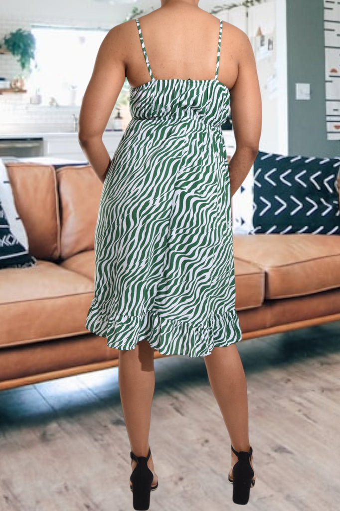 Green Striped Ruffle Dress - StylePhase SA