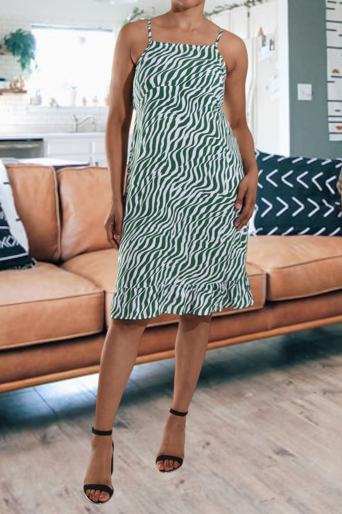 Green Striped Ruffle Dress - StylePhase SA