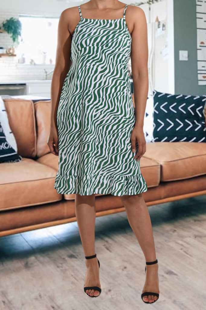 Green Striped Ruffle Dress - StylePhase SA