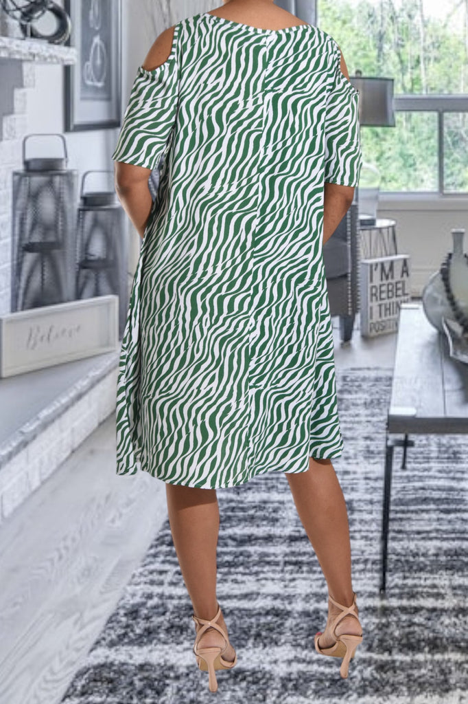 Green Striped Tunic Pocket Dress - StylePhase SA