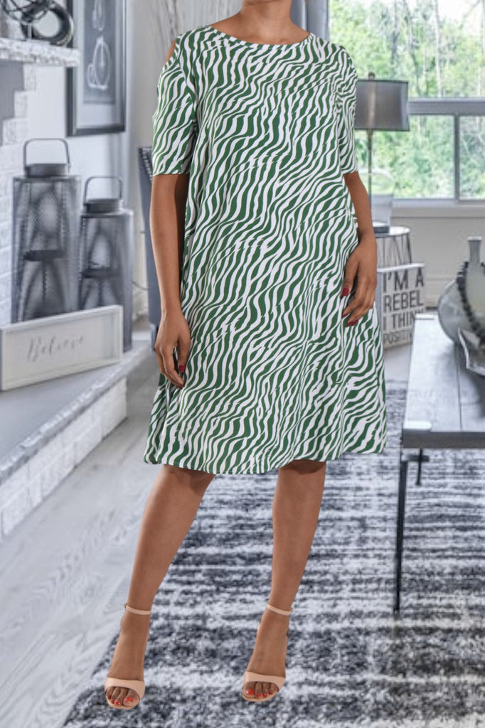 Green Striped Tunic Pocket Dress - StylePhase SA