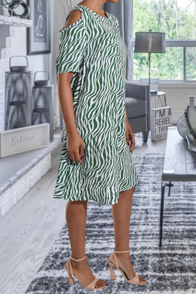 Green Striped Tunic Pocket Dress - StylePhase SA