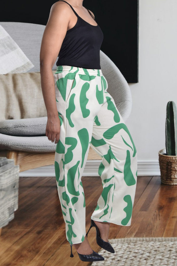 Green Swirl Print Pocket Pants - StylePhase SA