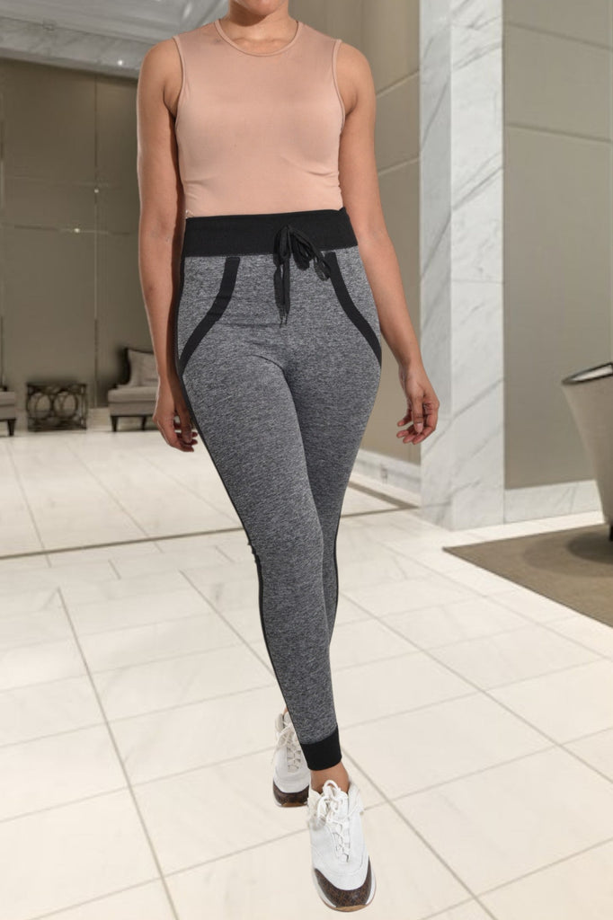 Grey And Black Active Wear Tights - StylePhase SA