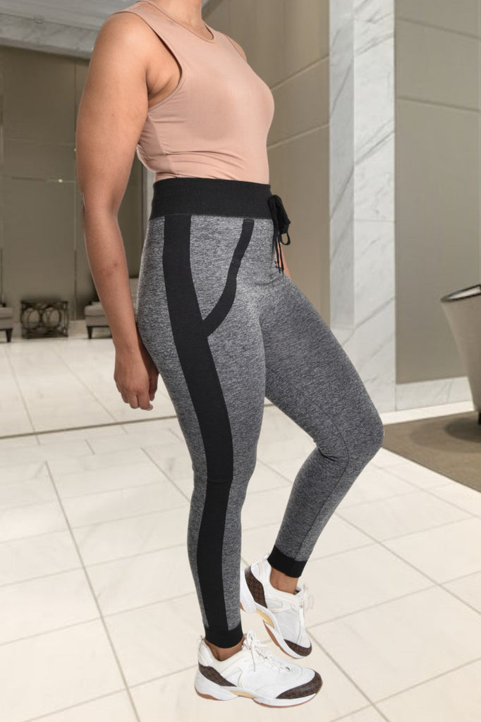 Grey And Black Active Wear Tights - StylePhase SA