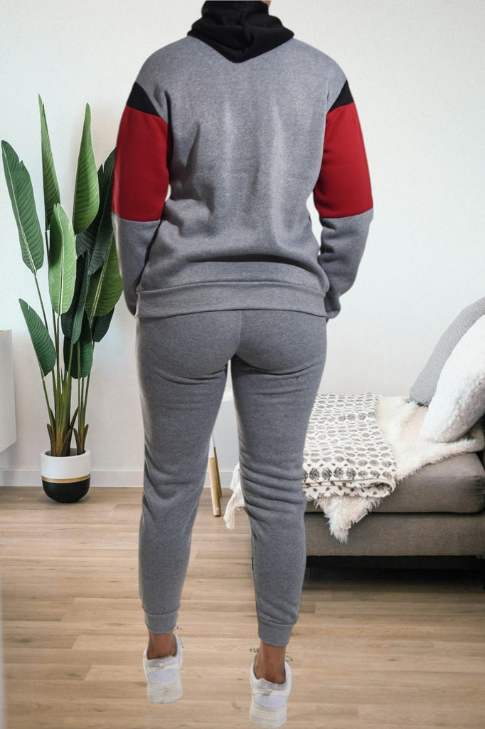 Grey Color Block Fleece Tracksuit - StylePhase SA