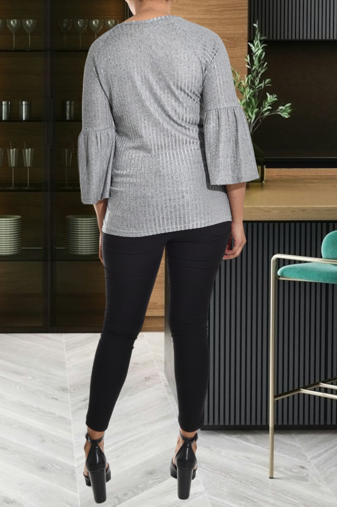 Grey Flare Sleeve Top - StylePhase SA