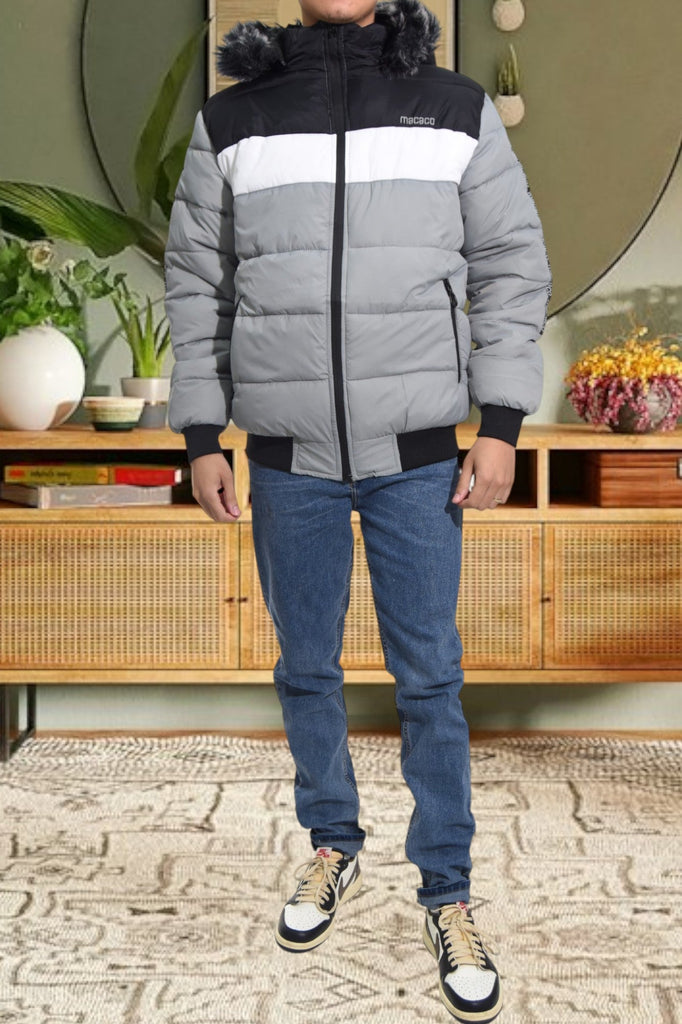 Grey Fur Hoody Jacket - StylePhase SA