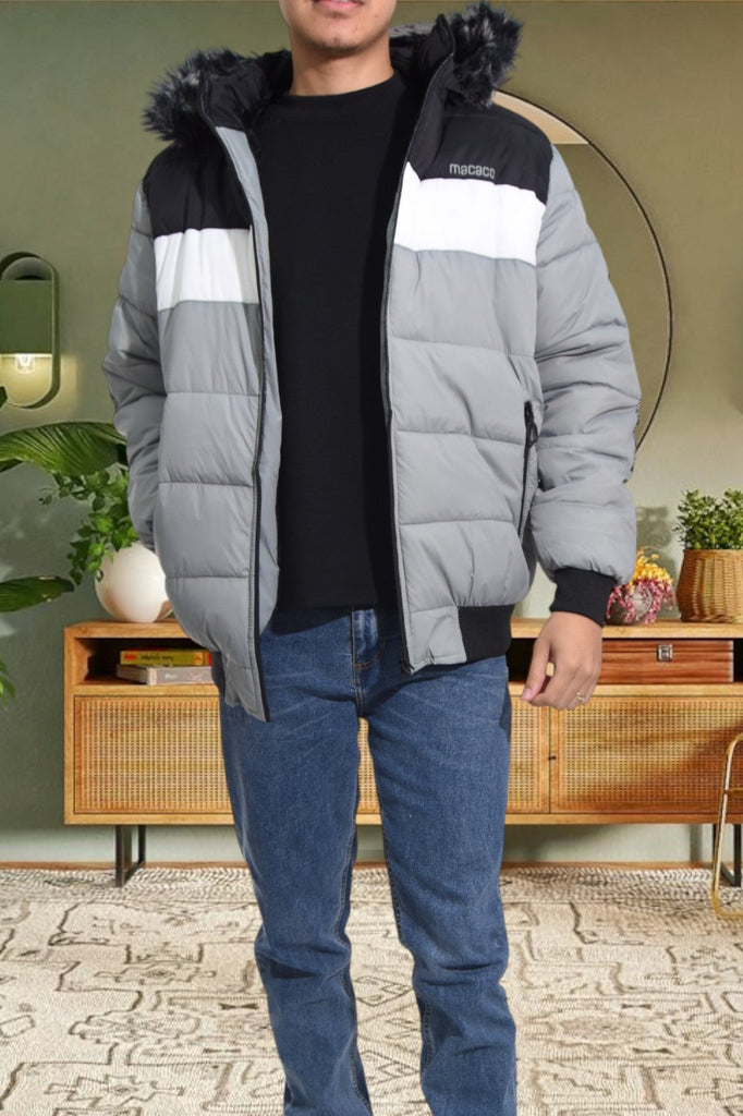 Grey Fur Hoody Jacket - StylePhase SA