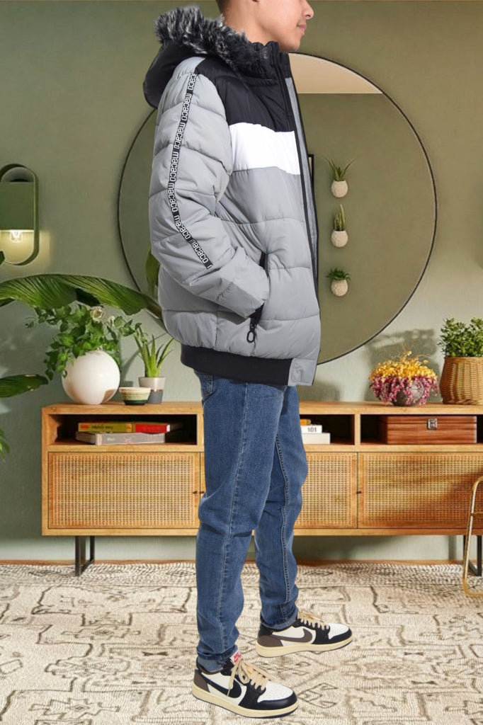 Grey Fur Hoody Jacket - StylePhase SA