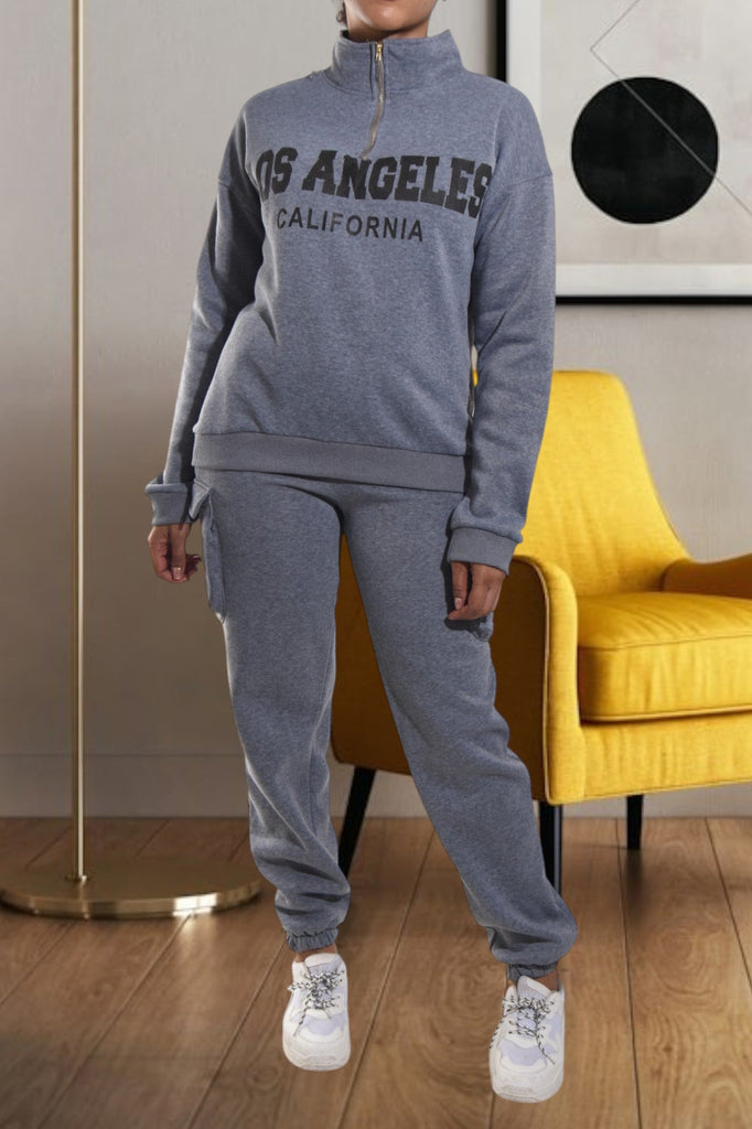 Grey Graphic Pocket Tracksuit Set - StylePhase SA