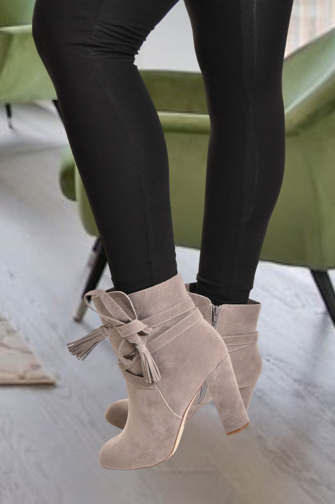 Grey Landry Heel Boots - StylePhase SA