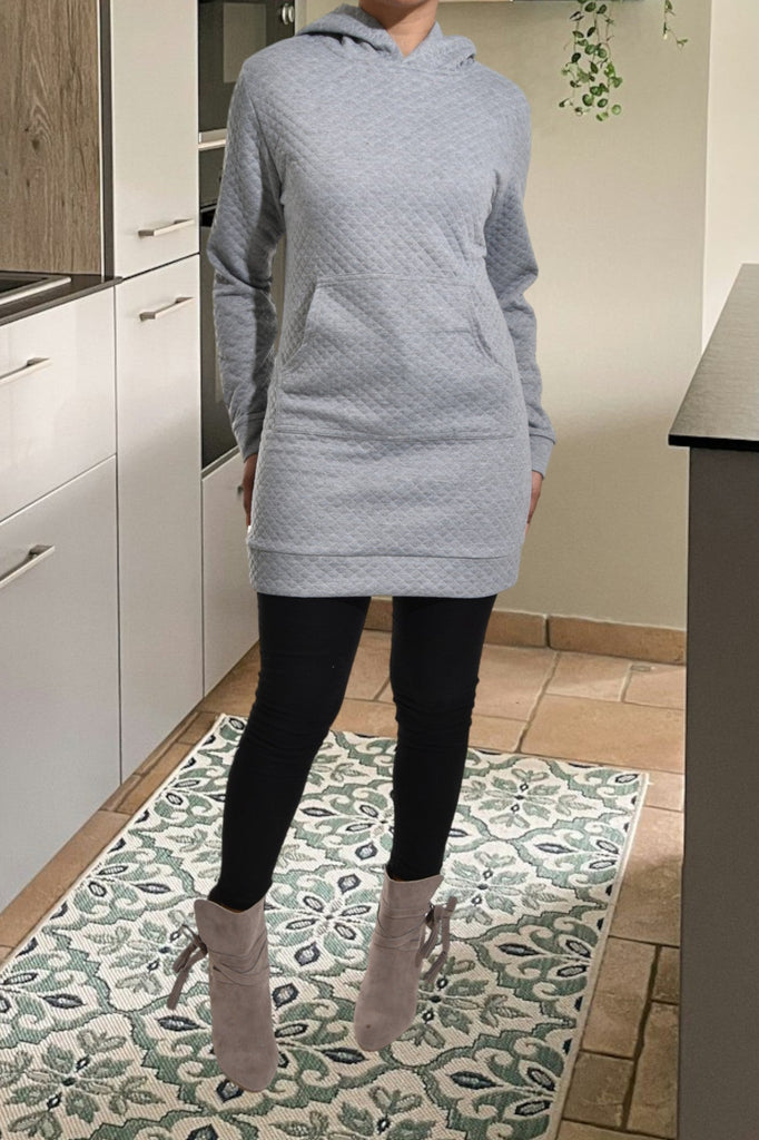 Grey Patterened Hoody Dress - StylePhase SA