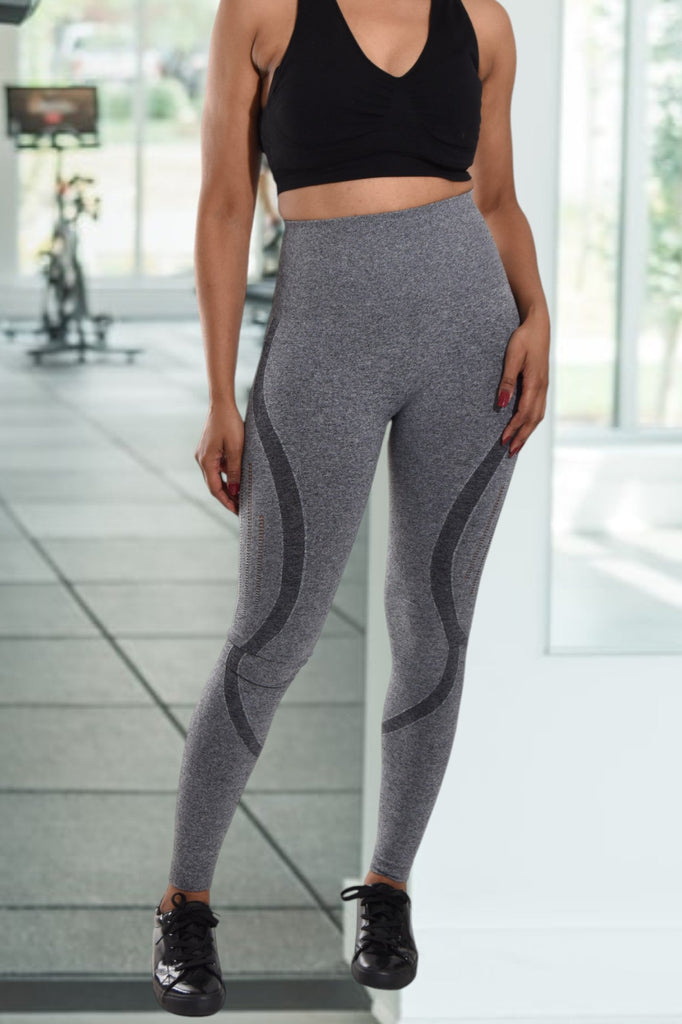 Grey Patterned Active Wear Tights - StylePhase SA