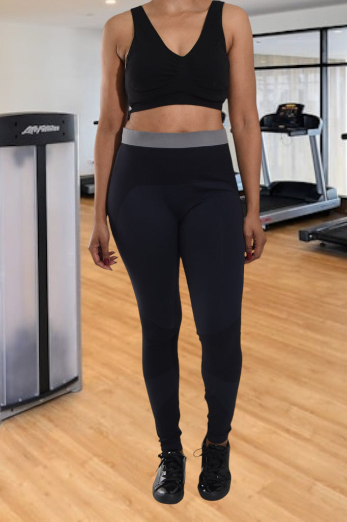 Grey Waist Band Active Wear Tights - StylePhase SA