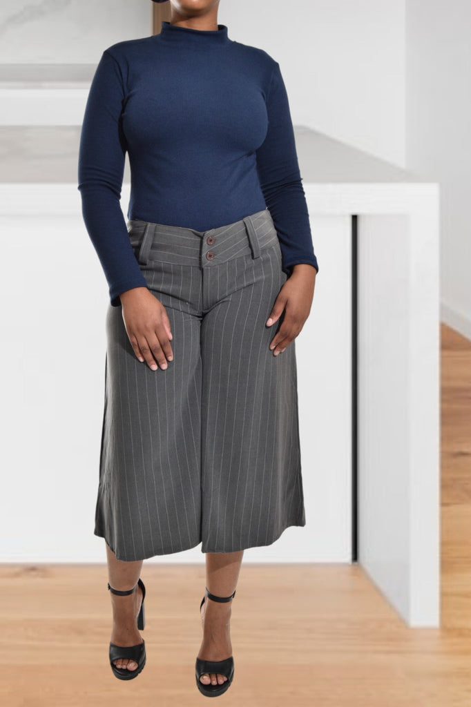 Grey Wide Leg Capri Pants - StylePhase SA