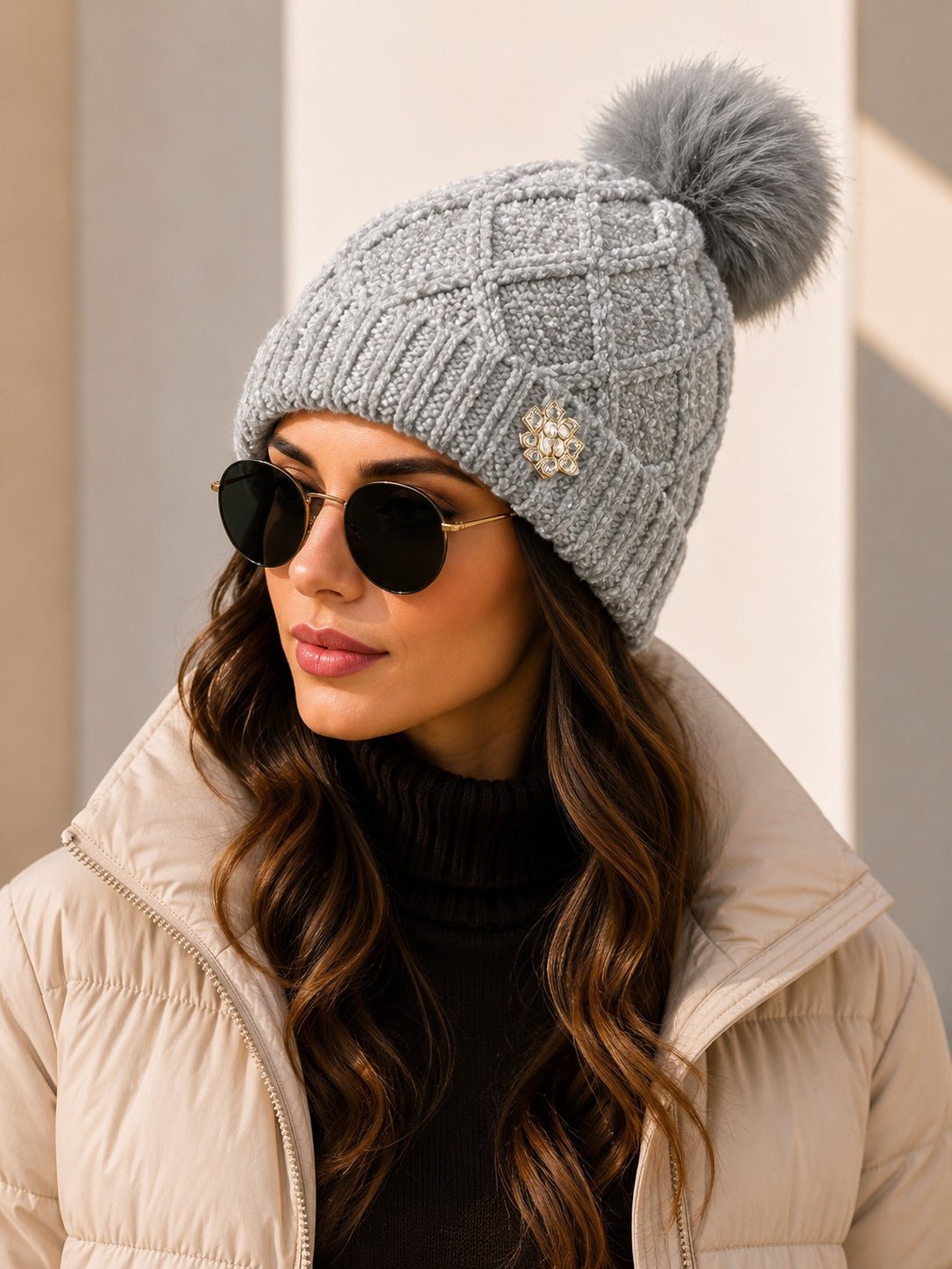 Grey Winter Pom Pom Beanies - StylePhase SA