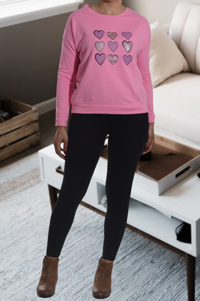 Heart Print Pink Sweater - StylePhase SA