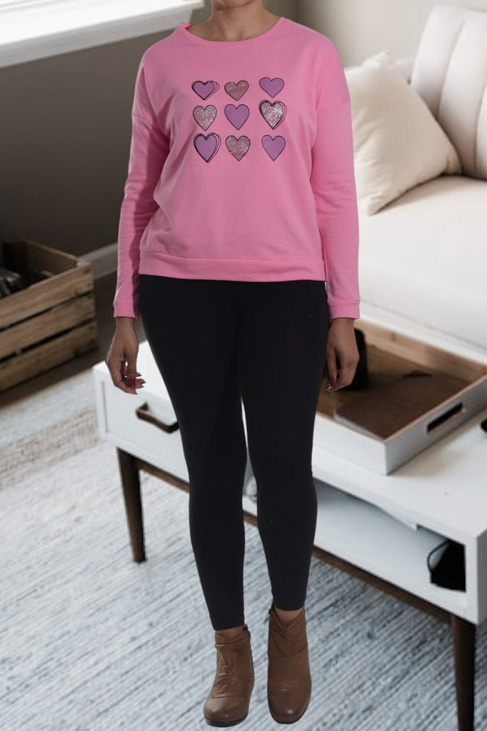 Heart Print Pink Sweater - StylePhase SA