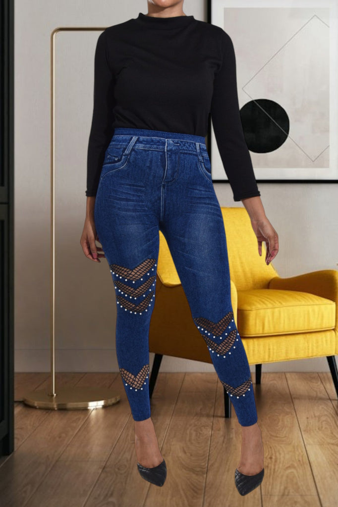 High Waist Pearl Cut Out Leggings - StylePhase SA