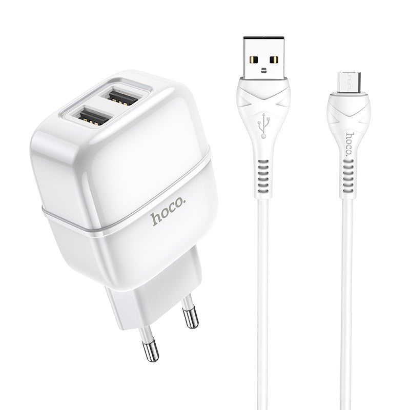 Hoco Dual Port Travel Charger Set - USB to Micro - StylePhase SA