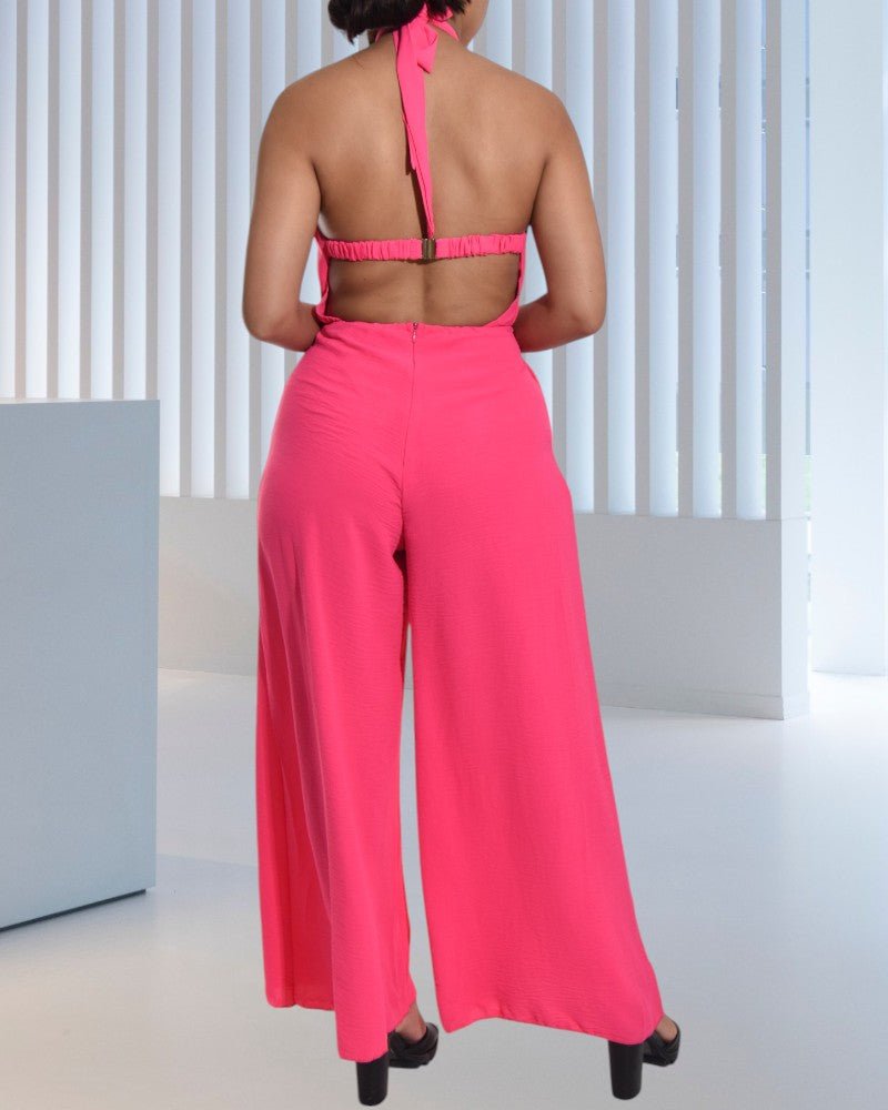 Hot Pink Backless Wide Leg Jumpsuit - StylePhase SA