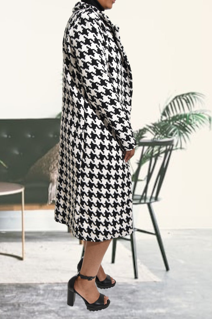 Houndstooth Heavy Weight Long Button Coat - StylePhase SA