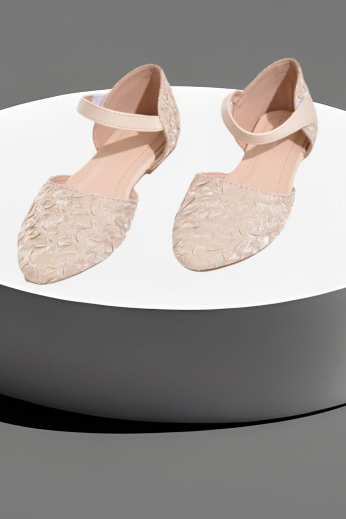 Kids Beige Ankle Strap Flats - StylePhase SA