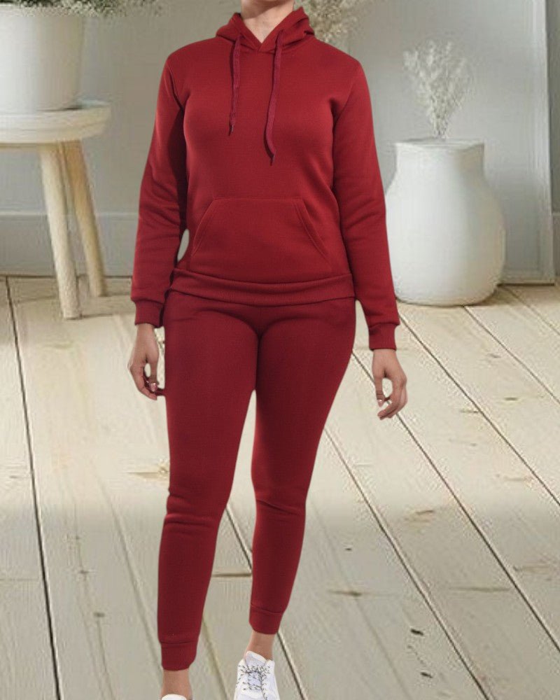 Kids Burgundy Fleece Skinny Tracksuit Set - StylePhase SA