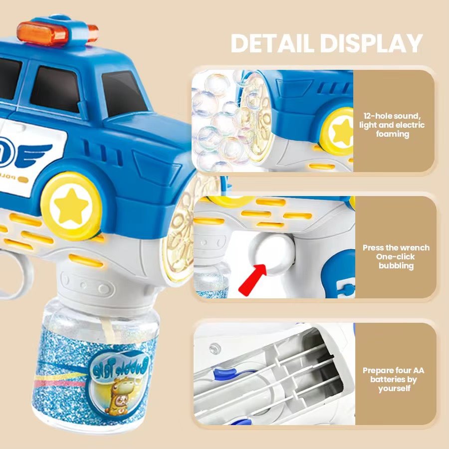 Kids Electric Bubble Gun Toy - Police/Firetruck - Home Phase
