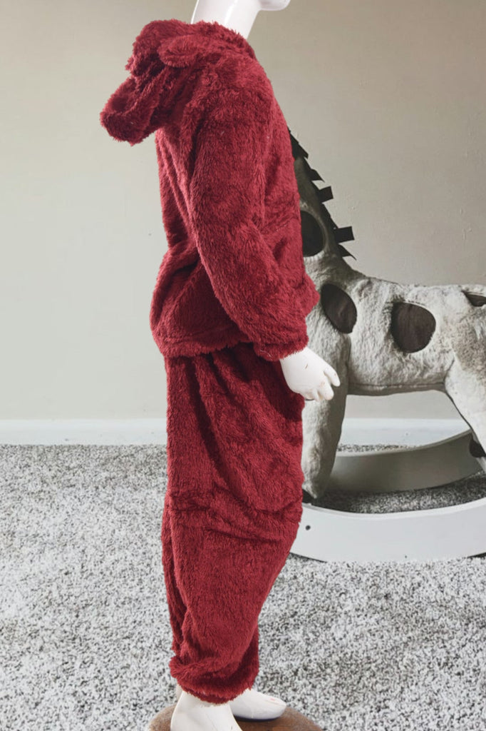Kids Maroon Plush Two Piece Set - StylePhase SA