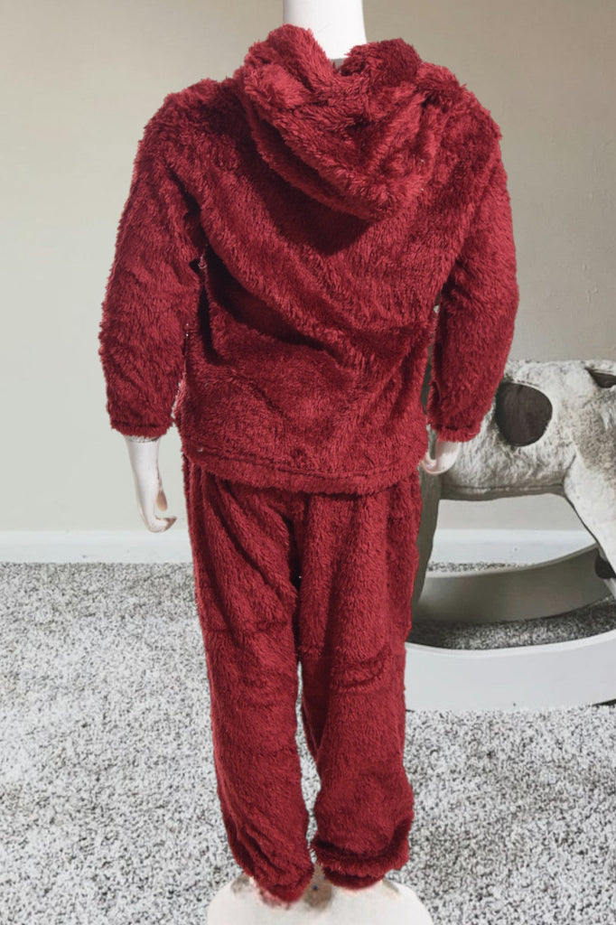 Kids Maroon Plush Two Piece Set - StylePhase SA