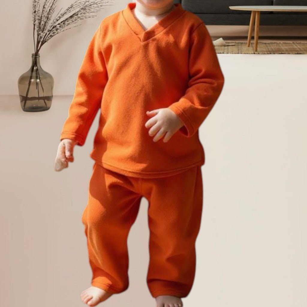 Kids Orange Fleece Pyjama Set - StylePhase SA