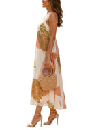 Ladies A Line Linen Dress-Big Leaf - StylePhase SA