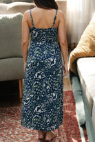 Ladies A Line Linen Dress - Navy And Green - StylePhase SA