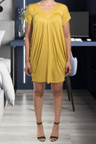Ladies A - Line Pleated Mustard Dress - StylePhase SA