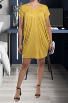 Ladies A - Line Pleated Mustard Dress - StylePhase SA