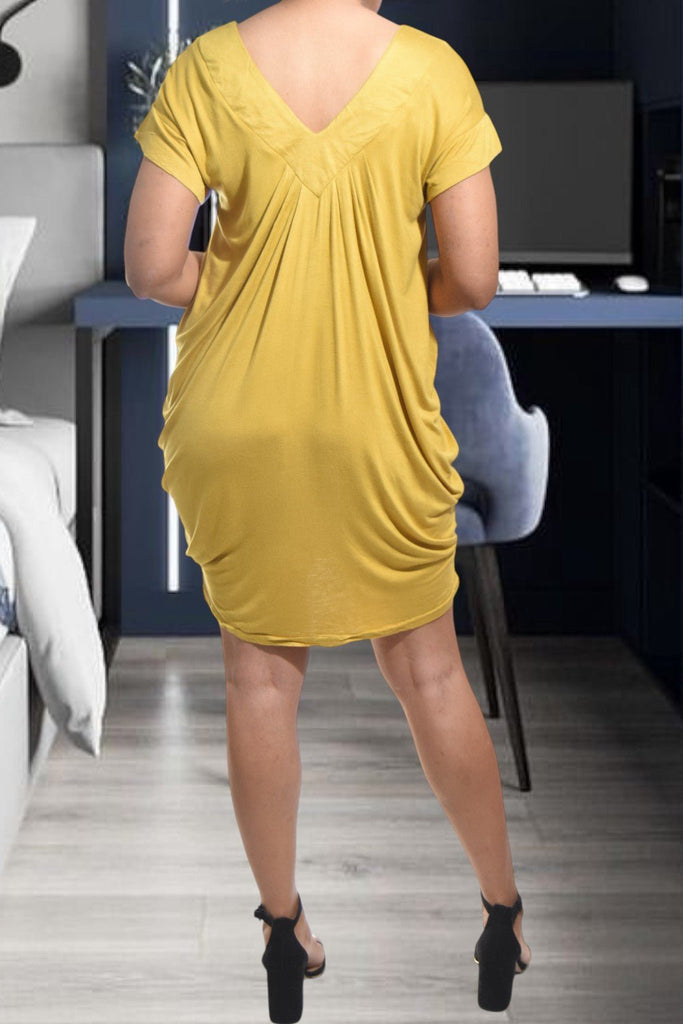 Ladies A - Line Pleated Mustard Dress - StylePhase SA