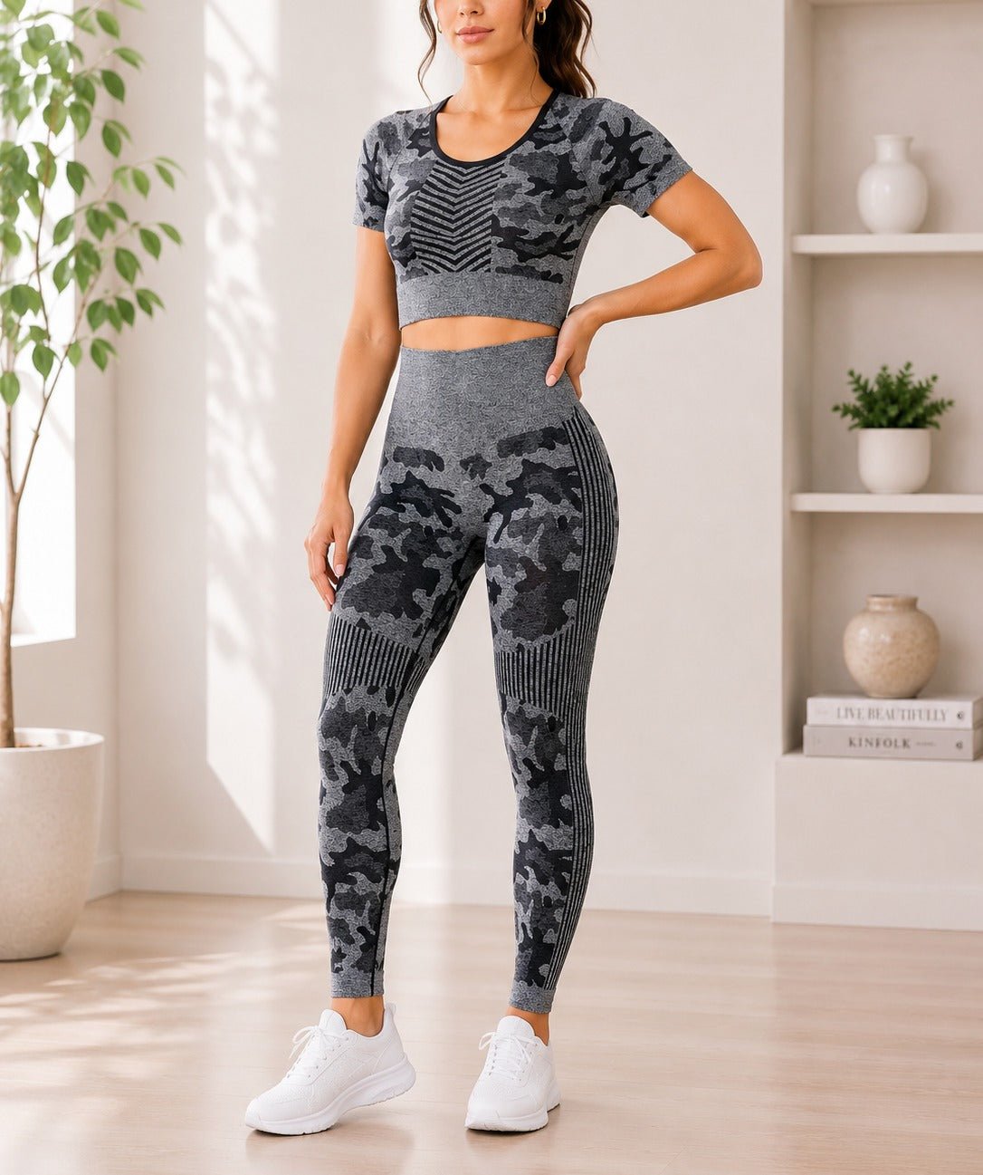 Ladies Activewear Set- Black And Grey - StylePhase SA